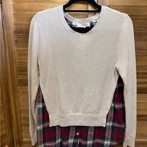 Treasure & Bond Cream and Plaid Layered Sweater